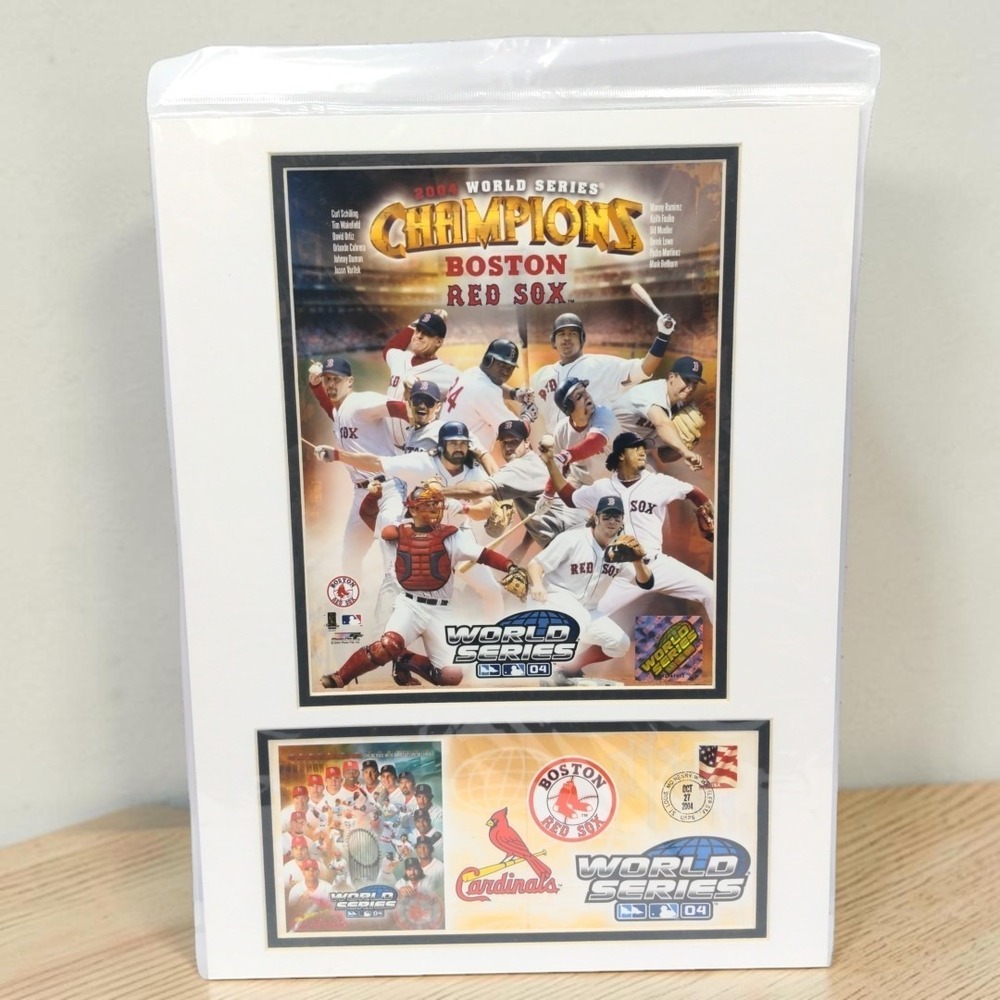 VTG USPS 2004 Boston Red Sox World Series Champions Framed Stamp Print Plaque